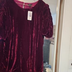 Torrid Velvet Blouse - Deep Burgundy